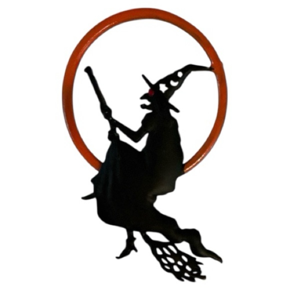 Rare/JJ Jonette Halloween Witch Riding Broomstick Brooch Pin/HTF